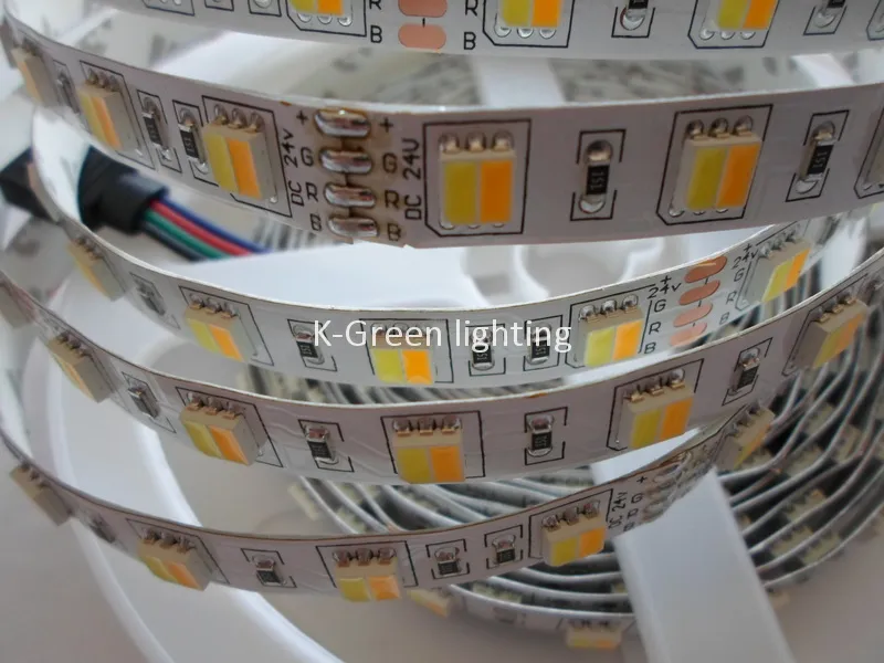 도매 -5mx 프로모션 고품질 5050SMD LED 스트립 컬러 온도 조정 가능한 더블 컬러 CW + WW 60LED / M LED 스트립 무료 배송