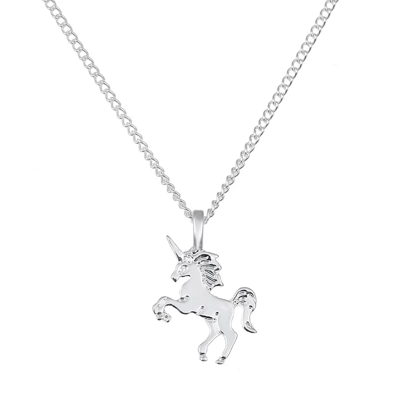 Fairy Tale Unicorn Necklace Animal Gold/Silver Unicorn Pendant Chain Necklace Jewelry Gift for Women