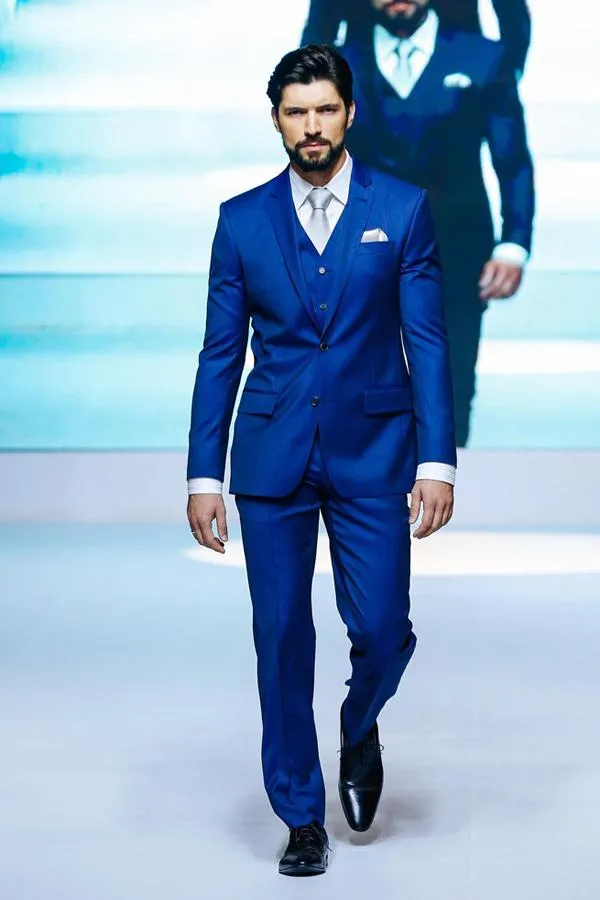 Mari smokings gar ons d honneur deux bouton bleu royal meilleur homme costume mariage hommes blazer costumes faits sur mesure veste pantalon