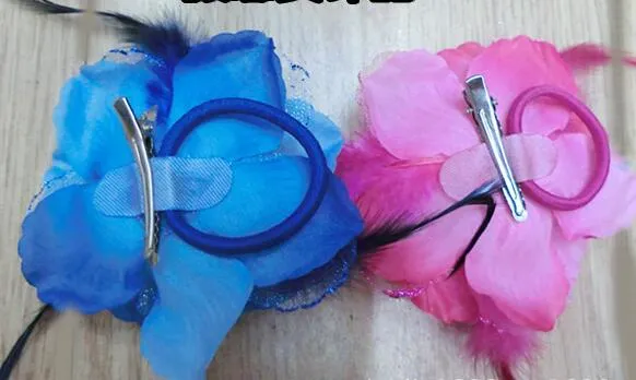 Free freight Fashion hair accessories Lady feather Flower hair clips Brooch mix colors Crocodile clip Brooch