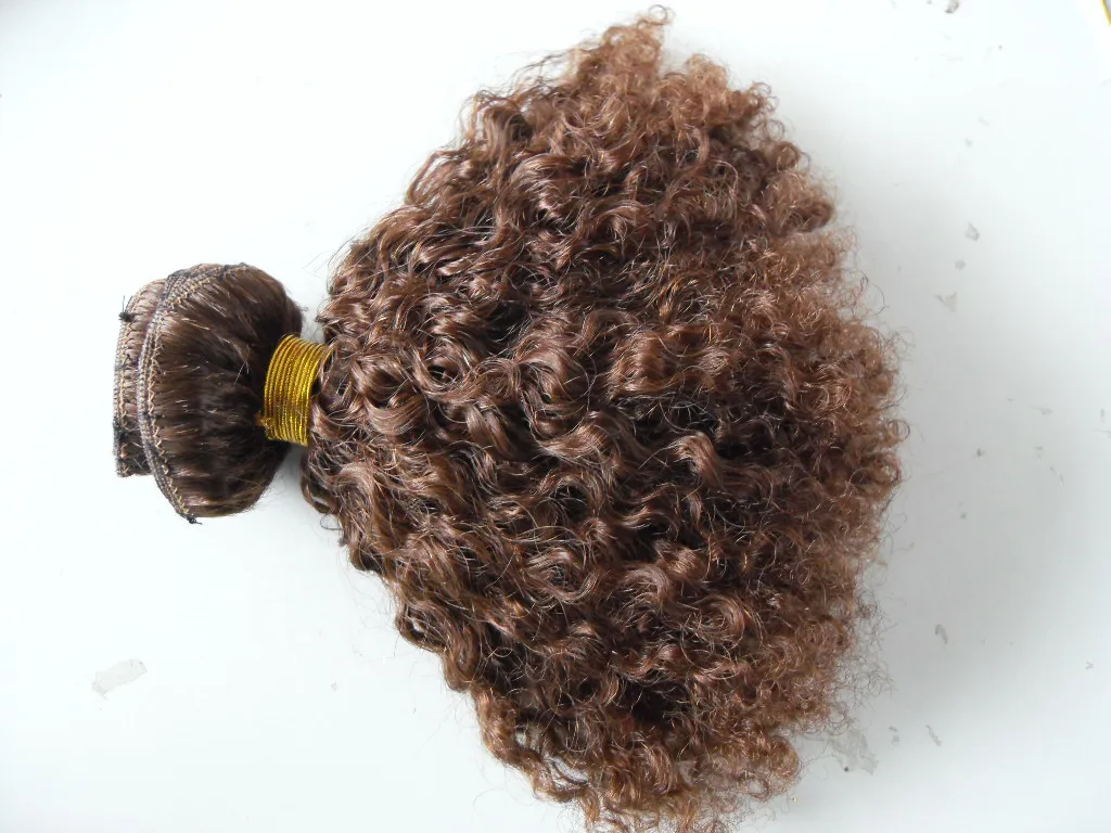 Brezilyalı insan bakire saç uzantıları 9 parça ile 18 klipler ile kinky kıvırcık kısa koyu kahverengi 2 # doğal renk