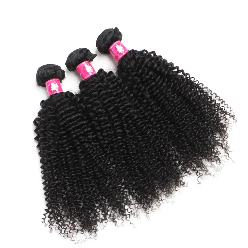 100 인간의 머리 브라질 아프리카 곱슬 곱슬 버진 머리카락 Weaves 1B 자연 블랙 3 / 레미 번들 최고 품질 Forawme 머리카락