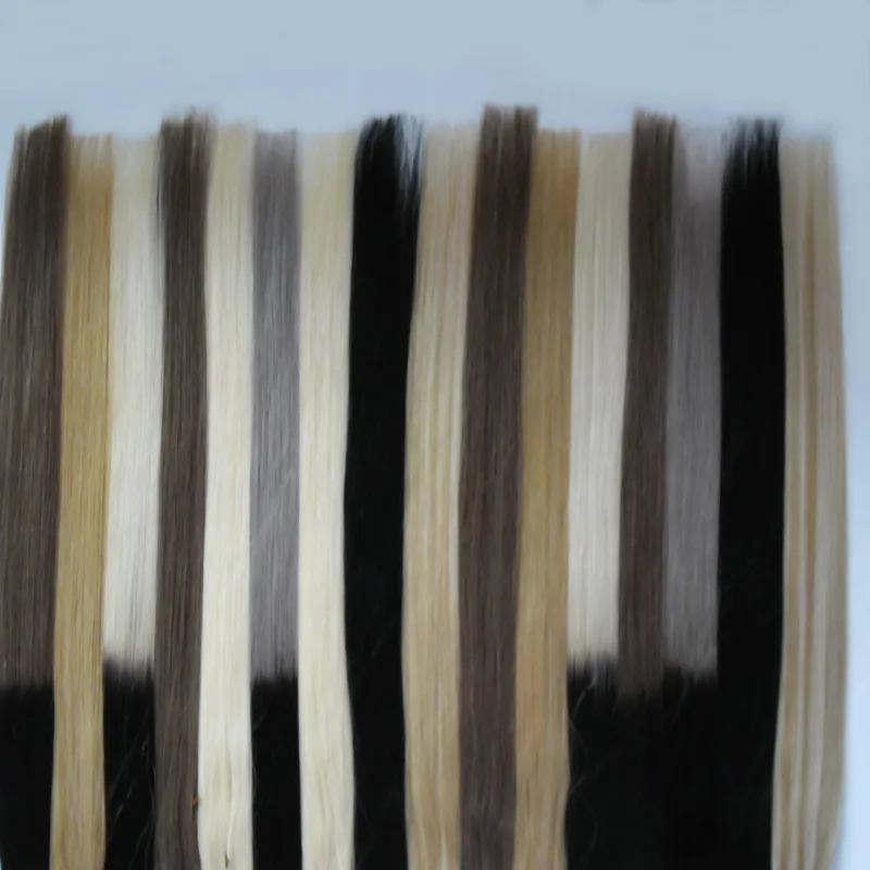Двухсторонняя кожа уток ленты в волосах 40 штук блондинки бразильские девственницы волосы натуральные прямые прямые волосы Virgin Remy 100G