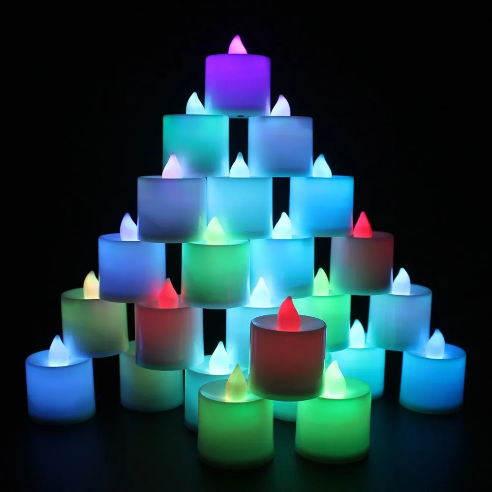 Veilleuses led bougies chauffe-plat maison bougies à piles bougie chauffe-plat sans flamme style votif date romantique, lumière multicolore