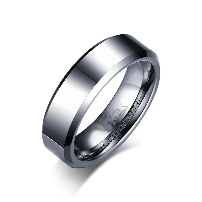 Livre Gravura Personalizada 6 MM Simples Simples Tungsten Carbide Engagement Wedding Rings - Prata, Preto