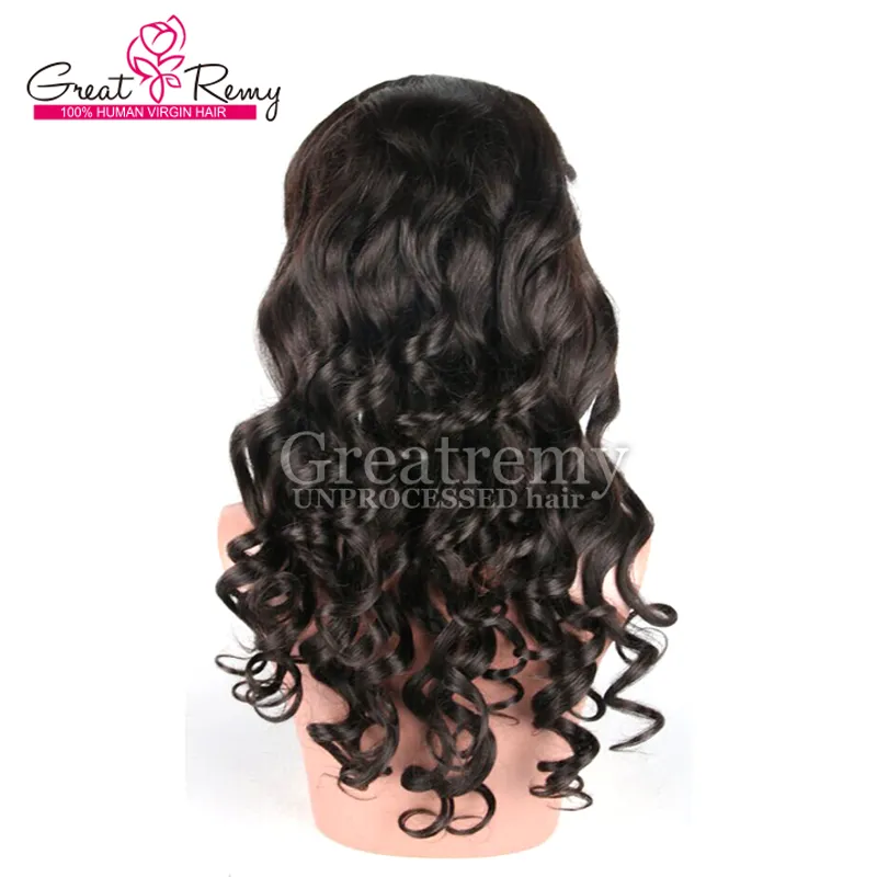 Greatremy® Brazilian Virgin Human Hair Lace Front Wig Natural Color Loose Body Wave Human LaceWigsHair Products 