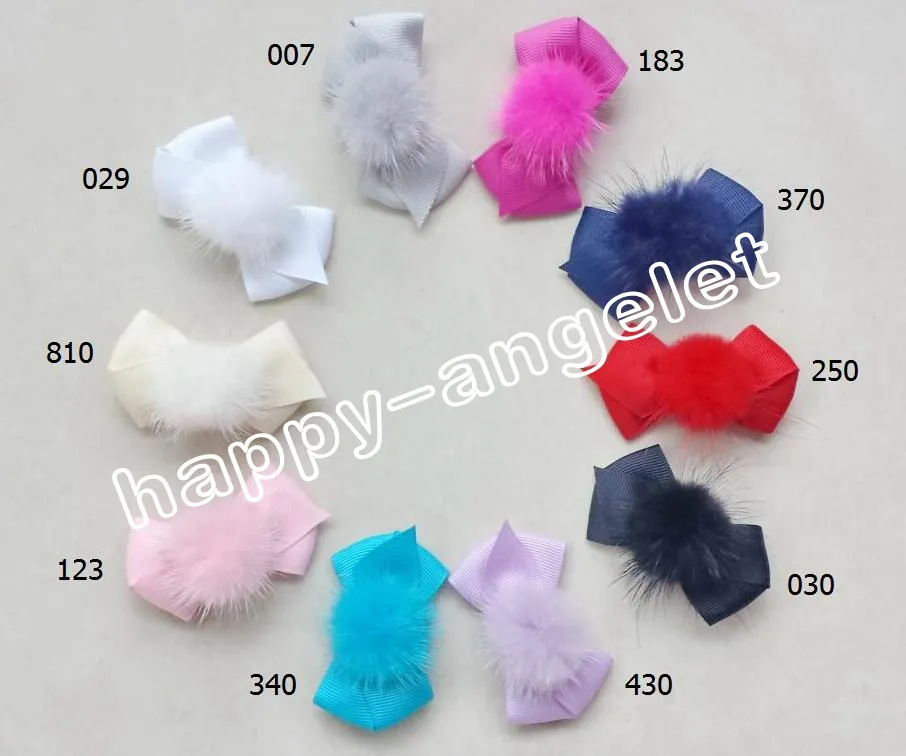 Dame fille 2,5 pouces boucles pour les cheveux pompon de fourrure clips pom pom chapellerie accessoires élastiques cheveux doux pompons Hairpins GR104