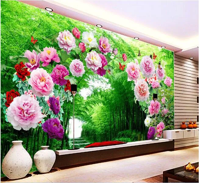 3D Colored Flowers 19104 Shandra Smith Wall Mural Wall Murals