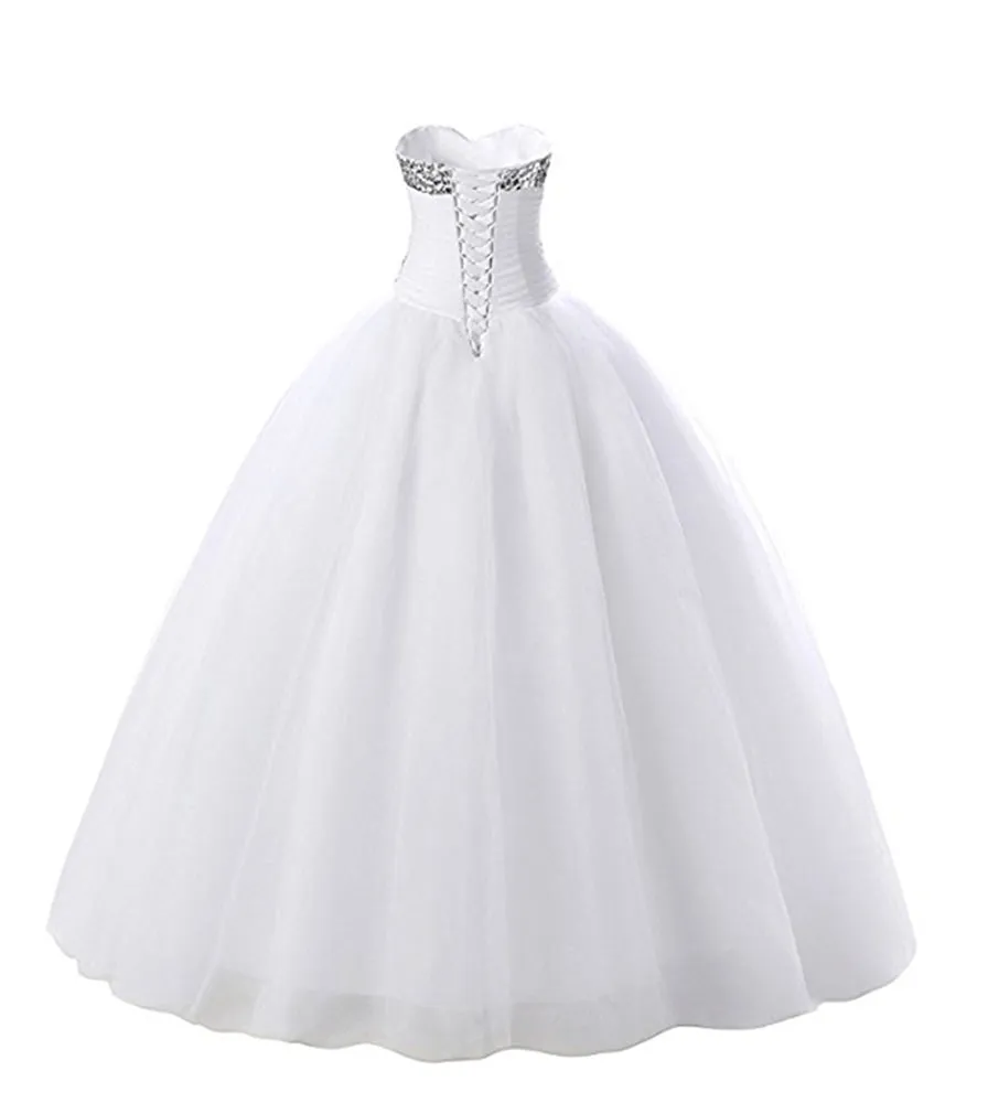 2017 Abiti da sposa eleganti sexy con abito da ballo con cristalli di perline Abiti da sposa taglie forti Vestido De Novia QC128
