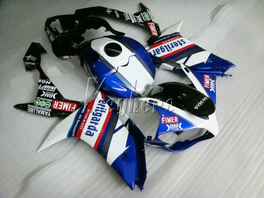 Carénages en plastique moulés par injection pour Yamaha YZF R1 07 08 kit de carénage bleu blanc noir YZFR1 2007 2008 YI04