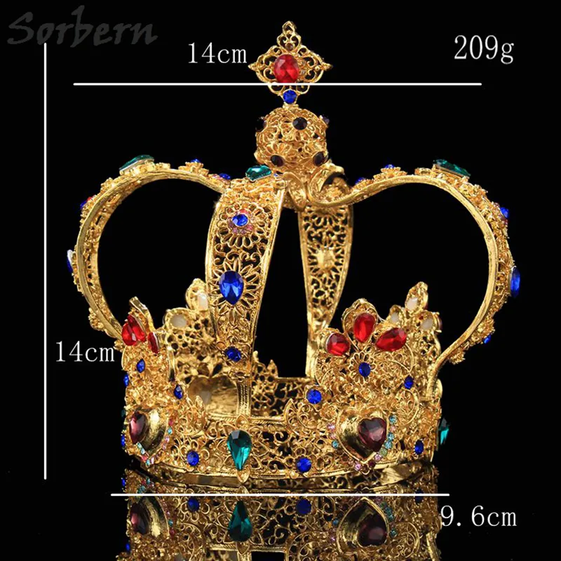 Sorbern hyperbole guld brudkrona lyx legering rhinestones hår smycken tillbehör bröllop för kvinnor tiara crown drop shipper