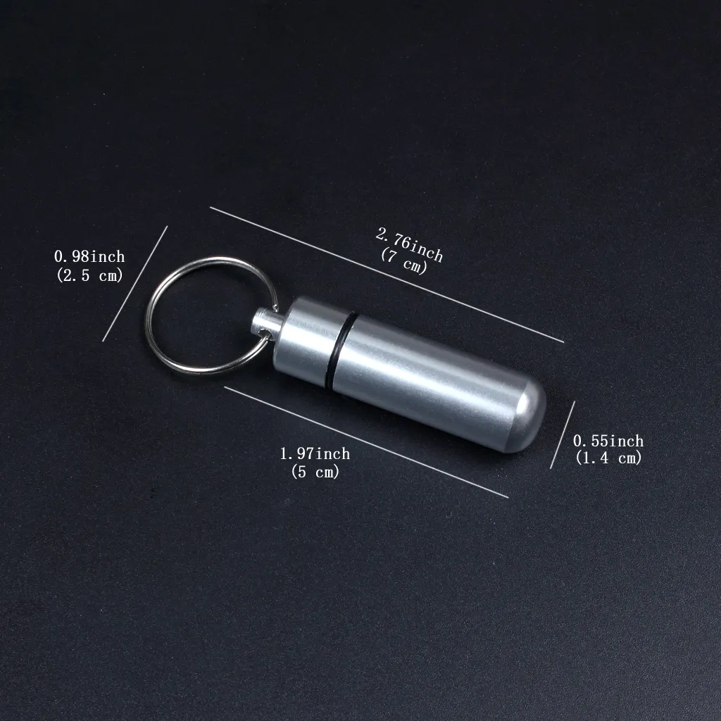 Waterproof Organizer Metal Box Case Bottle Holder Keychains Aluminum 50mm X 14mm Mix Color Wholesale 