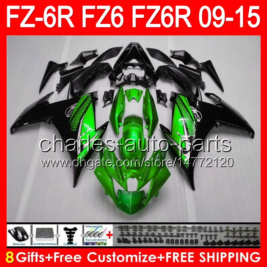 ヤマハFZ6R 09 10 11 12 13 14 15 FZ6N FZ6 89NO70光沢Green FZ-6R FZ 6R 2009年2011年2011年2012年2012年2012年2013年2012年2012年2014年緑色のフェアリング