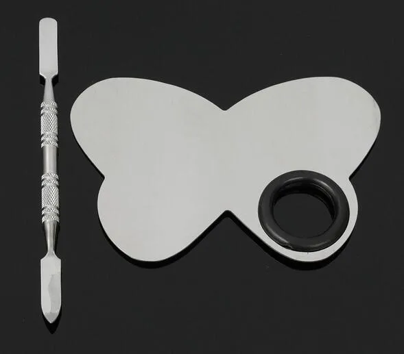 Butterfly Stainless Steel Makeup Mixing Palette Nail Art Nail Art Eye Shadow Mixing Palette Spatula XB1