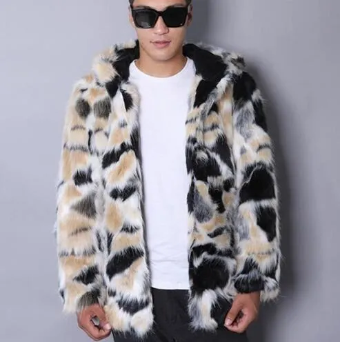 5年保証 暖かいカジュアルなフェイクのウサギの毛皮のコートメンズレザージャケット男性のコートヴィラス冬の緩いサーマルフード付きアウターファッション 17 お値段はアウトレットの半額 Vtech Computer Com