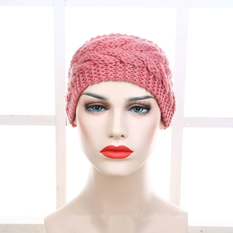 2017 Moda Feminina Crochet Malha Cabeça Chunky Torção Turbante Cabeça De Malha Enrolar Orelhas Quente Multicolor Acessórios Banda de Cabelo Sólido