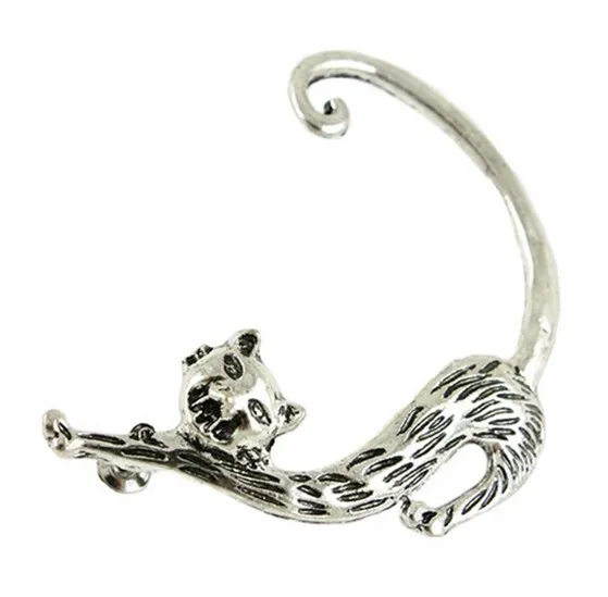 Cat Punk Ear Cuffs Enchanting Cat Piercing Single Ear Bone Cuffs Stud Pendientes Punk Ear Cuffs