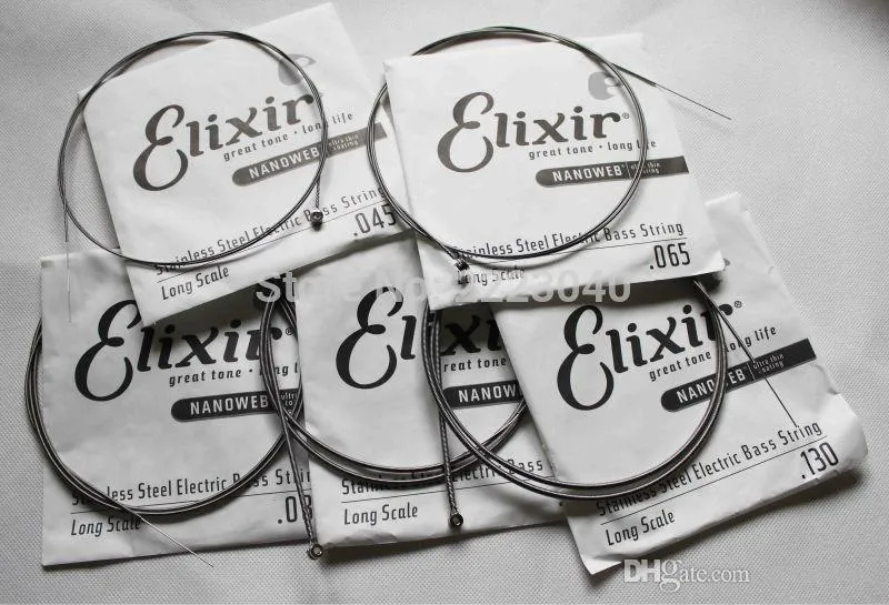 Elixir 14777 Bass Strings 5 ​​Elektryczny Ciąg Gitara Bass 045-130 Muzyczne części instrumentu Akcesoria Gitarowe 1 Zestaw + Darmowa Wysyłka