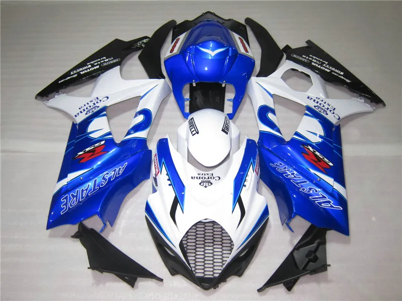 Injektionsgjutningsfeedningar för Suzuki GSXR1000 2005 2006 Vitblå Svart Motorcykel Fairing Kit GSXR1000 05 06 OT59