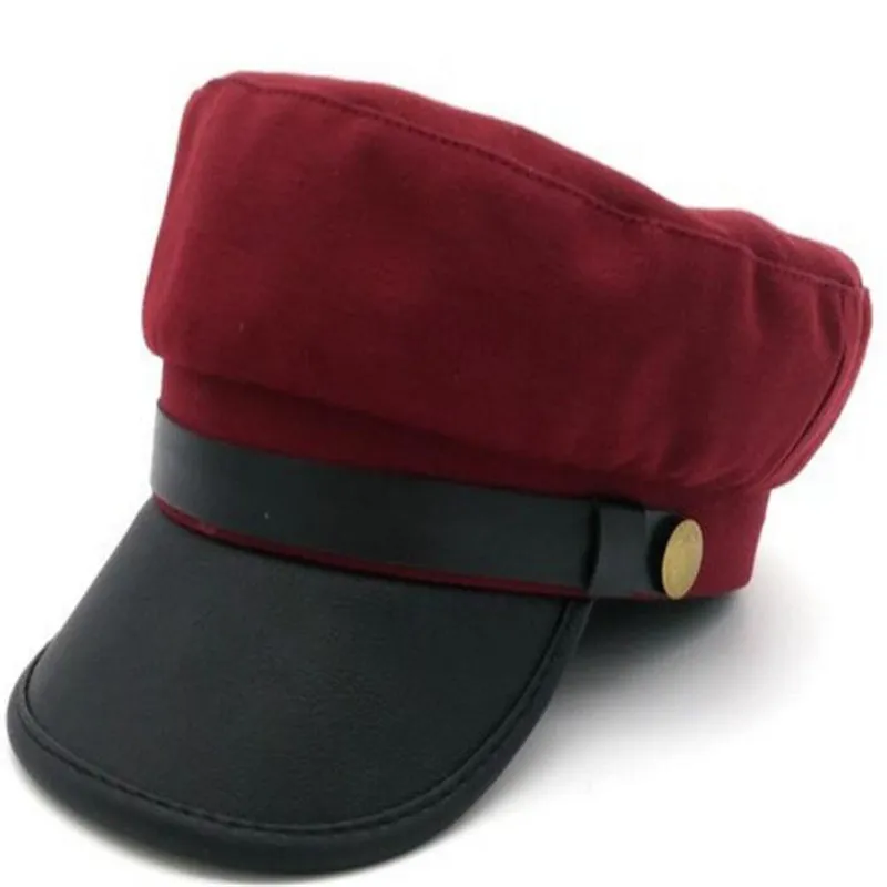 2017 Yeni Askeri Şapka Kadınlar Ve Erkekler Snapback Şapka Biker Kamyon Pamuk Maç PU Newsboy Caps