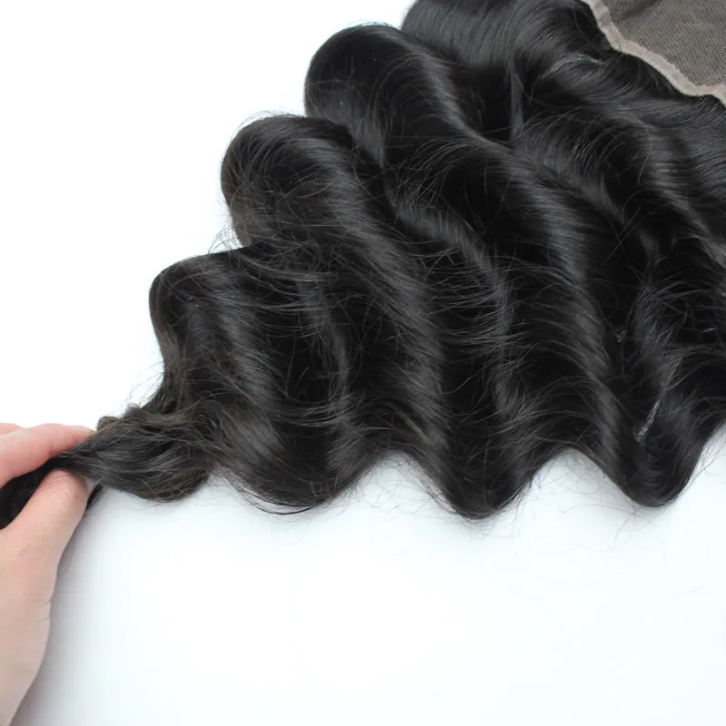 Brazilian Unprocessed Human Hair Lace Frontal Closure Hair Remy Peruvian Loose Wave Lace Frontals 134 1B Part 8quot20quo4029281