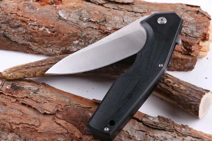 Toppkvalitet Flipper Folding Kniv 440c 58hrc Satin Blade G10 Handtag EDC Pocket Kniv Survival Tactical Folding Knives Present