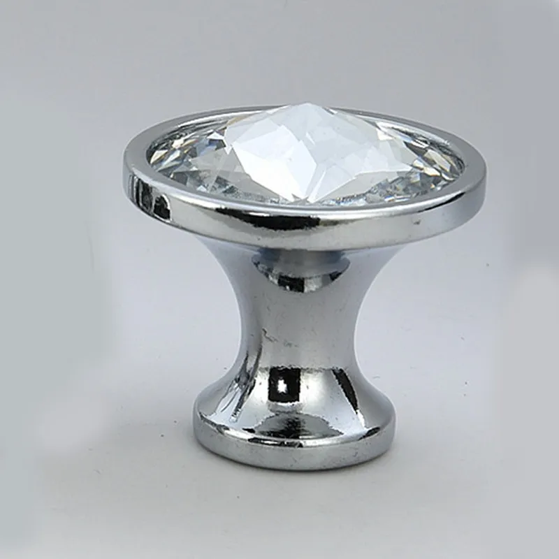 25mm 30mm Modern Enkel Silver Guld Kök Skåp Skåp Dörrhandtag Rensa Bauhinia Flower Glass Crystal Drawer Knoppar drar
