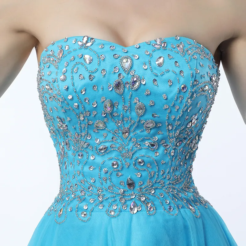 Gratis verzending Real Sample Sky Blue Prom-jurken Sweetheart Abiti da Cerimonia da Sera Avondjurken 2020 ABITO SPOSA