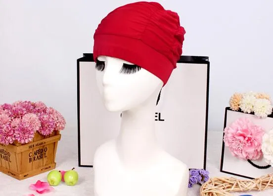 2017 Newest FREE SIZE LADIES TURBAN SOFT HEADBAND SWIM CAP Bathing Cap MORE COLORS