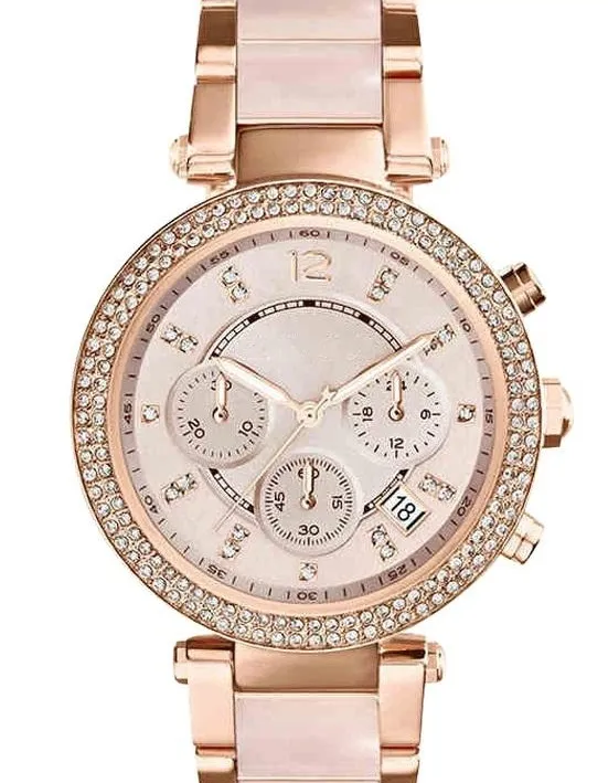 Wholesale fashion brand m5896 quartz ladies watch, Rose Gold Dial, stainless steel lady watch. Two years warranty.