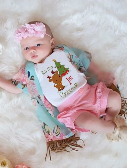 Mon premier noël bébé chemise nouveau-né à manches courtes Body coton bébé filles garçons corps vêtements combinaison Bodys5248424