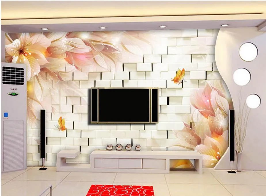 Fashion 3D Home Decor Beautiful Fantasy flowers 3D stereo TV wall wallpaper for walls 3 d for living room