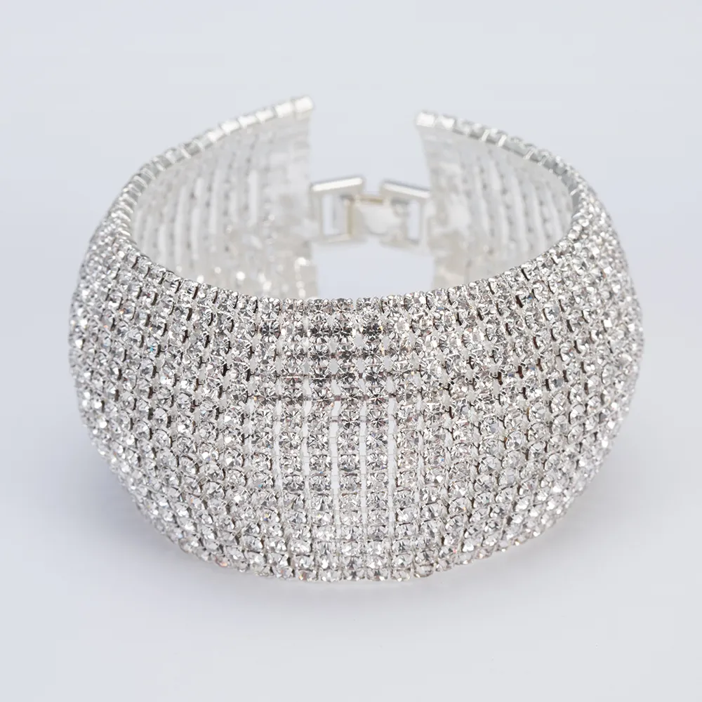 YFJEWE Fashion Full Rhinestone smycken för kvinnor Lyx Klassisk Crystal Pave Link Armband Armband Bröllopsfest Tillbehör B122