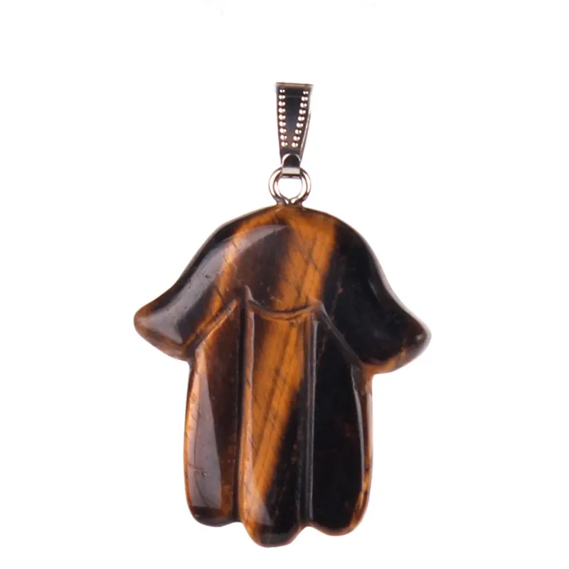 Opal Hamsa Fatima Hand Amulet Judaica Charms Perline Misto Colore casuale Pietre naturali Agata Jade Crystal Jasper Pendant Israele Gioielli ebraici