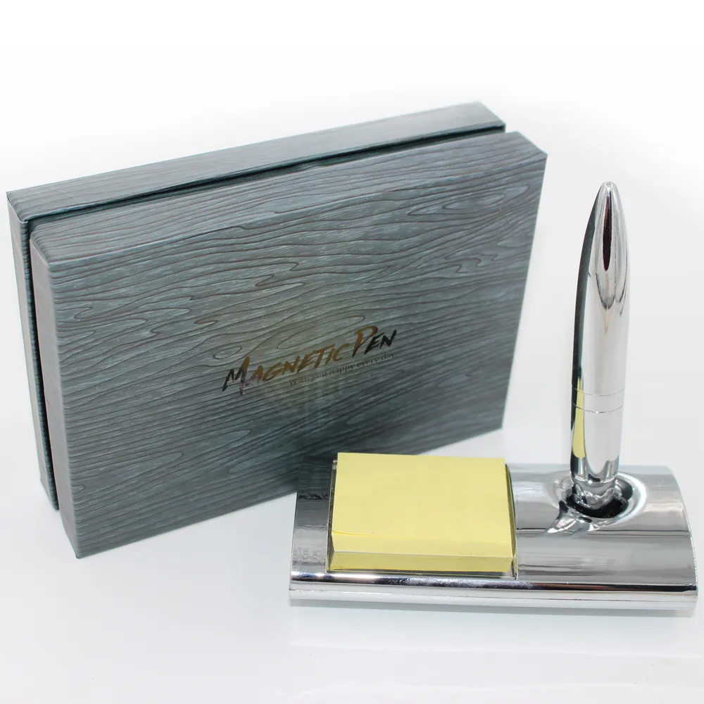 Rectangle base Magnetic Floating Pen with Notes and Magnet Holder High quality Desktop Table Pens 1.0mm Refills