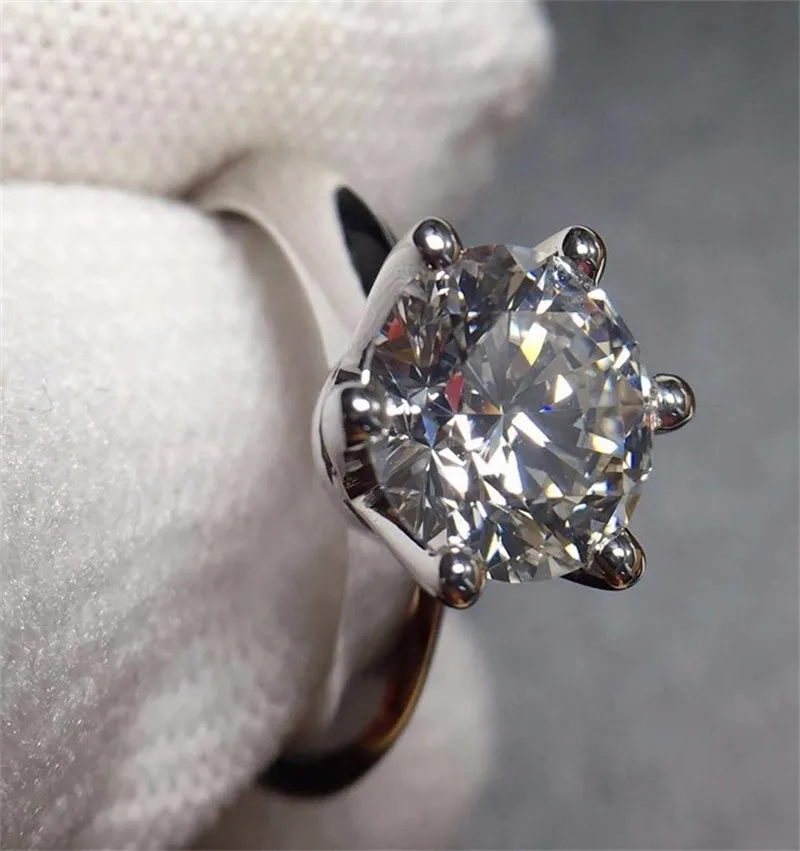 Yhamniの本物の純粋な白金のリング18krgpスタンプリングセット3カラットCZダイヤモンドの結婚指輪R1688