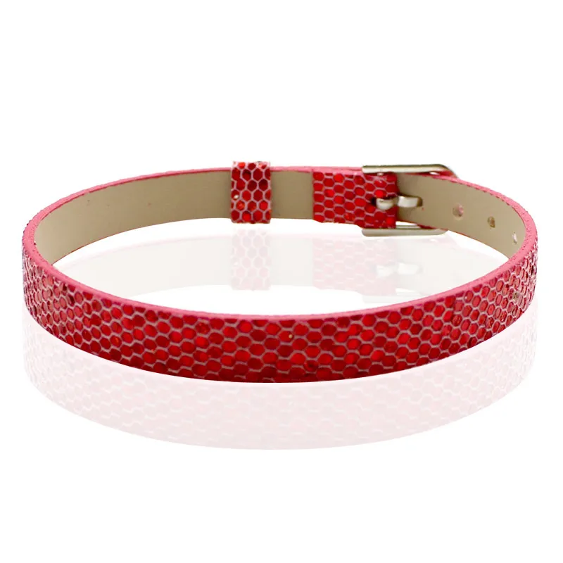 Wholesale 8mm wide 22cm length Shiny PU Leather Wristband Bracelet Fit For DIY Accessories Slide Letters