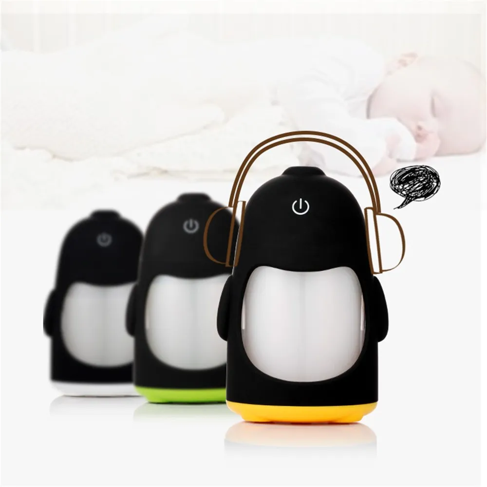 Humidificateur de pingouins mignons avec lumière LED colorée, purificateur d'air ultrasonique d'aromathérapie, veilleuse pour bureau, maison, voiture, huile, diffuseur d'arôme de spa