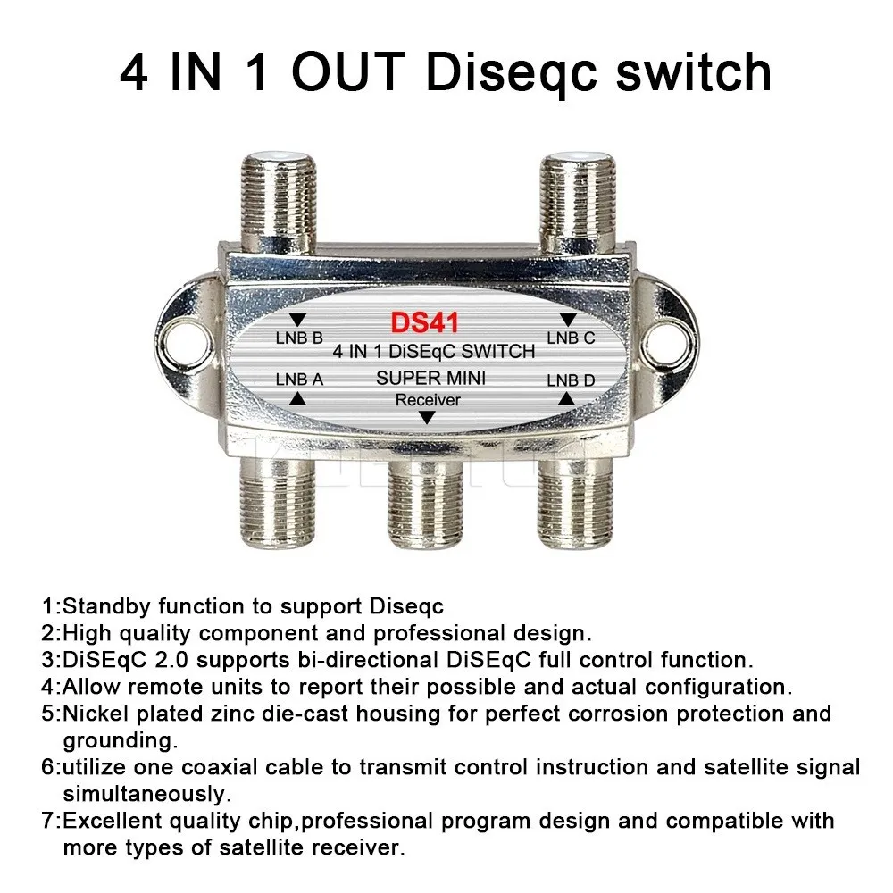 4x1 DiSEqC Switch For Satellite Receiver, 4 In 1 Satellite Antenna LNB
