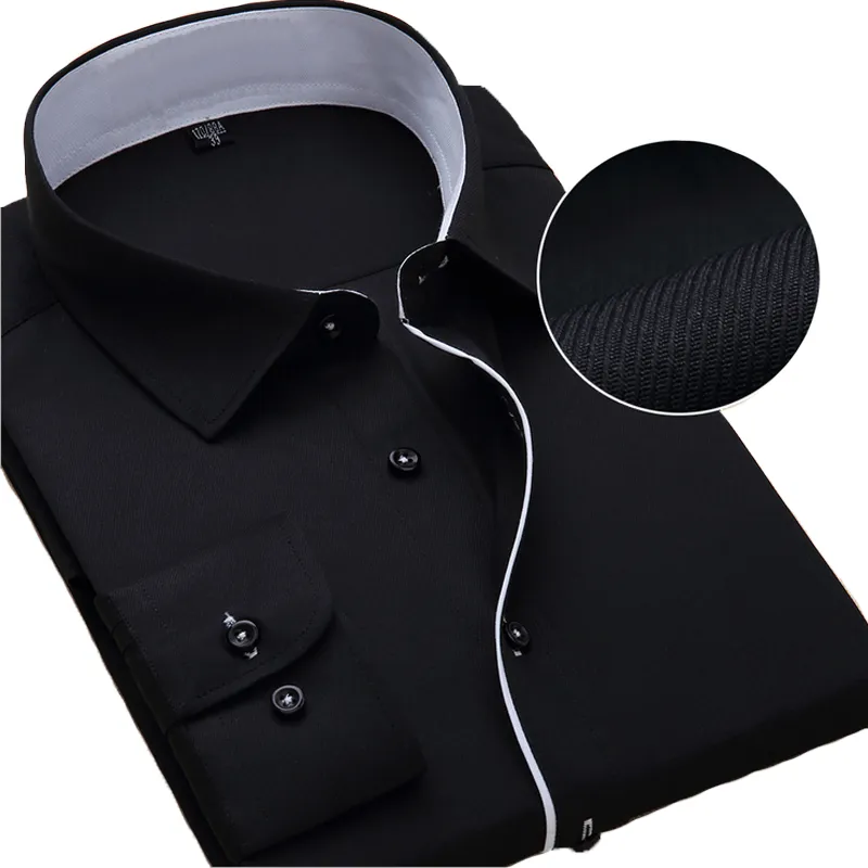 Atacado - além de camisa de vestido de tamanho homens 8xl 7xl 6xl Alto algodão manga comprida fácil cuidado slim fit camisa de escritório sólido para homens chemise homme 2017