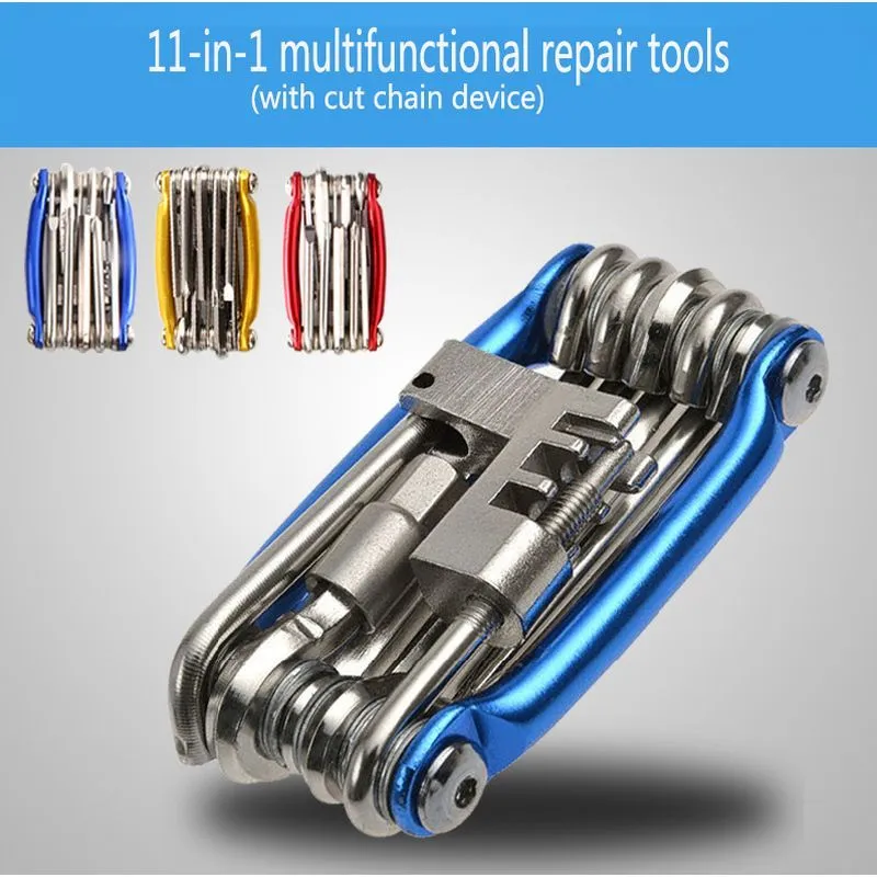 11 in 1 Bicycle Mountain Road Bike Tool Set Bicycle Cycling Multi Function Repair Tools Kits Wrench Screwdrive Chain Cutter wholesale