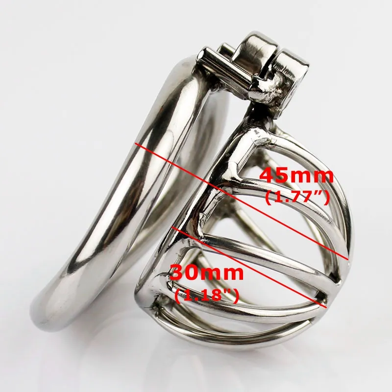 Nytt rostfritt stål Super Small Male Chastity Device Vuxen kukbur med kurva kuk ring bdsm sex leksaker bondage kyskhet bälte