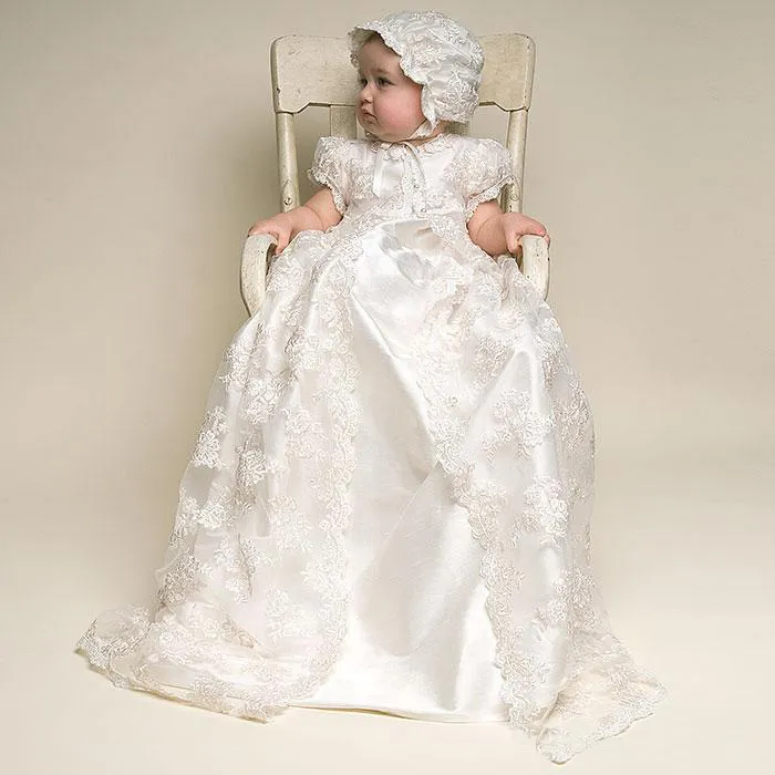 christening dress winter Winter Long-sleeve Christening Gown  White/ivory Hand-smocked Cotton With  Bonnet Free Personalized