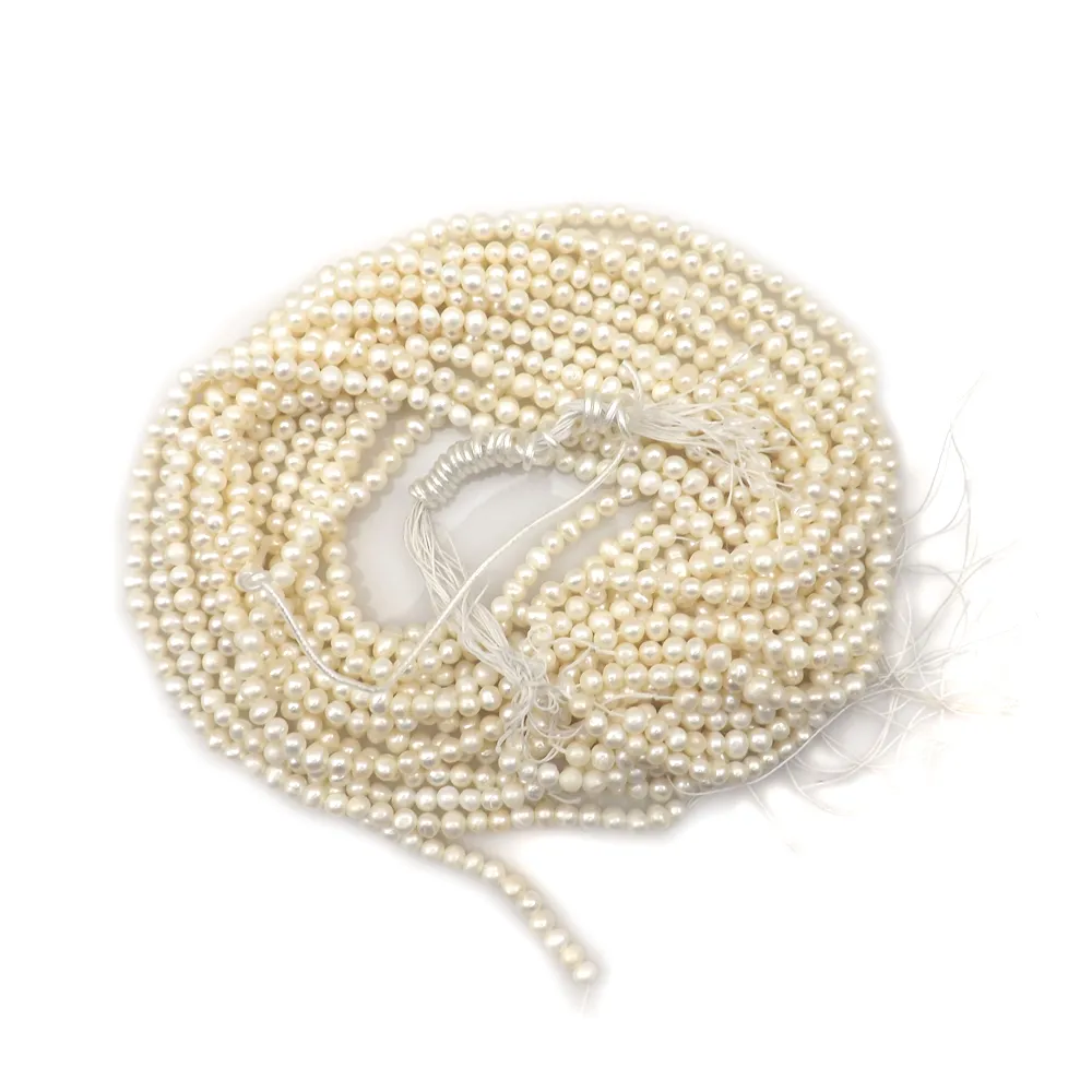 4mm White Freshwater Pearls Natural Real Pearls Loose Beads Fit Jewelry Making DIY 5 Strands Wholesale