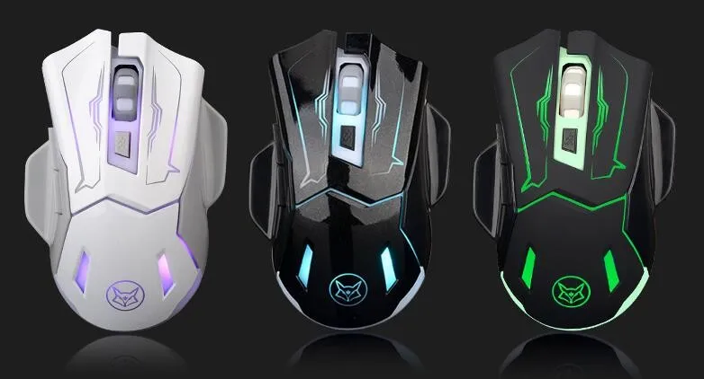 Mouse da gioco wireless ricaricabile USB Super Ice Fox con retroilluminazione lampeggiante Q5 Mouse silenzioso Gamer 6D PC desktop Lapto8391119