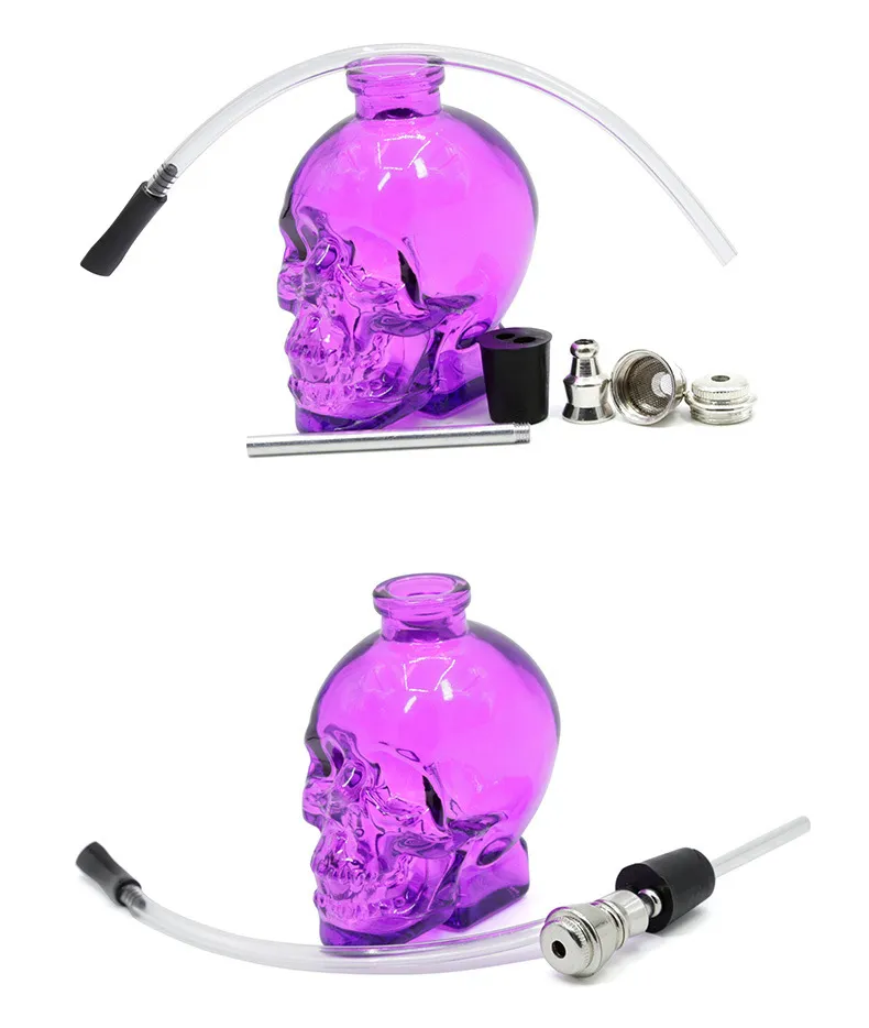 5 INCH Glass Smoking Pipes Skull Head with Plastic Pipe for Dry Herb Cigarette