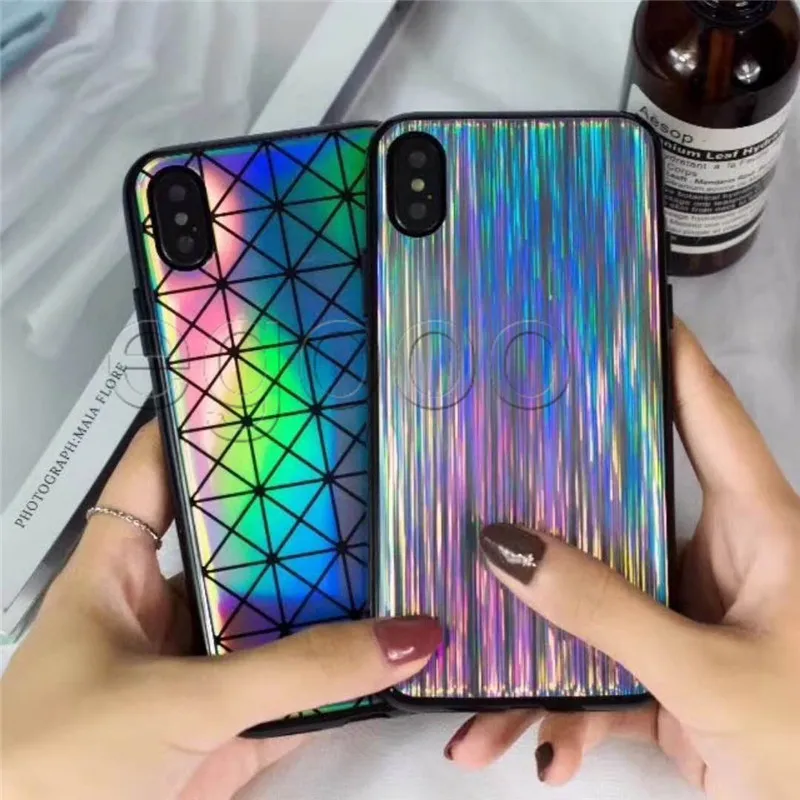 Voor iPhone X Laser Rainbow Shiny Case Zachte TPU Vonken Bling Flexible Case Cover voor iPhone 8 7 6 Plus