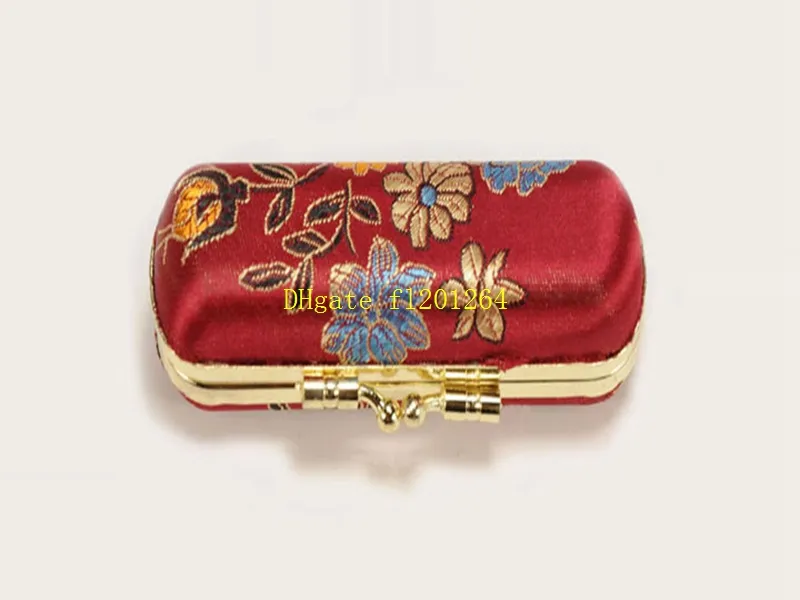 expédition rapide Brocade boîte de rouge à lèvres de broderie, boîte à bijoux, boîte de rouge à lèvres avec miroir couleurs aléatoires