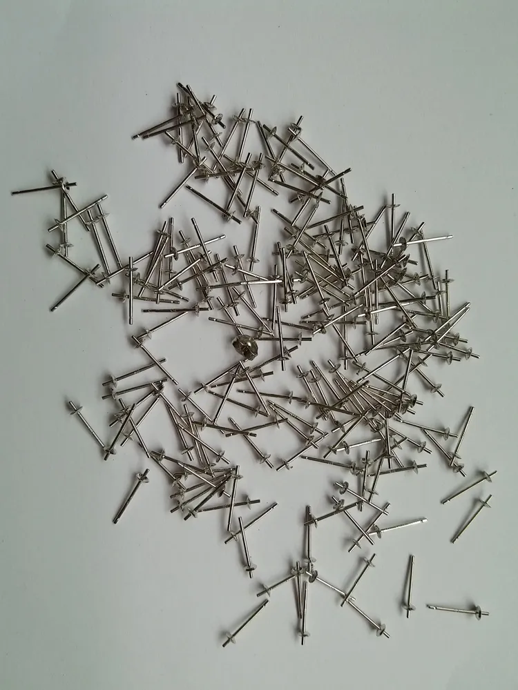 100 çift / 200 adet 0,925 Gümüş 3mm Stud Küpe Mesaj Kupası Pin İnci Ayar Bulguları Yarım Delikli İnci / Boncuk / Taş