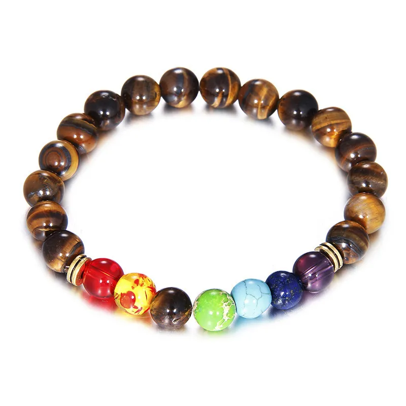 Styles mixtes 8mm pierre naturelle colorée brins de perles bracelets à breloques pour hommes femmes bijoux de Yoga extensibles